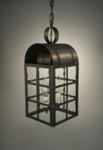 Adams 2 Light 7 inch Dark Brass Outdoor Ceiling Light in Clear Seedy Glass, Two 60W Candelabra
